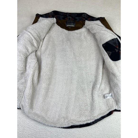 JACHS New York Jacket Mens Large Blue Aztec Shirt Jacket Sherpa Lined Flannel - Picture 4 of 9